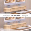 WELL WENG Bamboo Dual Monitor Stand with Storage, Curved Double