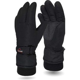 Waterproof Snowboard and Ski Gloves / Winter Gloves with Warm Fleece Inner for Men and Women Colour Black Size S