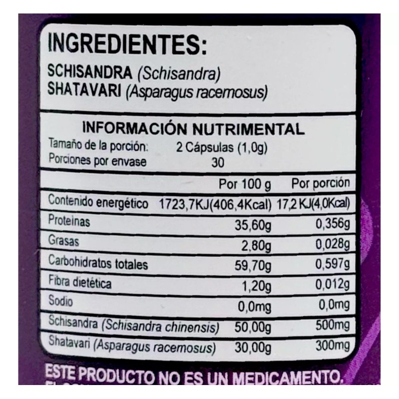 Fer & Greco Schisandra Shatavari 60 Cápsulas F Y P