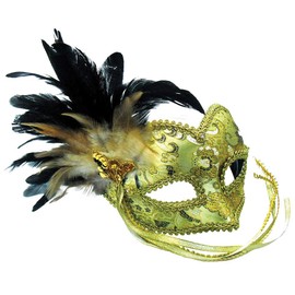Bristol Novelty EM393 Mask with Braided Eye Pattern on Headband, Womens, Gold, One Size