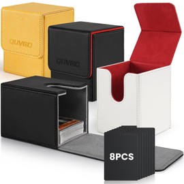 QUVGO 4-Pack Deck Boxes Large Size for 100+ Single-Set Cards with 8 Dividers, MTG Deck Compatible Commander Deck Boxes, 4 Colors