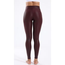Tagoo Wine Red Faux Leather Leggings for Women Tummy Control Dressy Leggings High Waisted Pleather Pants