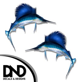 Sailfish - Fish Decal Fishing Hunting Tackle Box Bumper Sticker "3in Set" F580 &