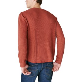 Lucky Brand Men's Garment Dye Thermal Henley, Terracotta