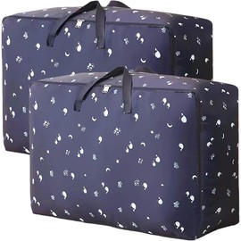 2 Pcs 105L Large Storage Bag, Thicken Oxford Cloth Large Moving Bag With Zips King Size Oxford Cloth Moving Bags Laundry Bags For Duvet Quilt Blankets Bedding Pillows Moisture Proof No-Smell