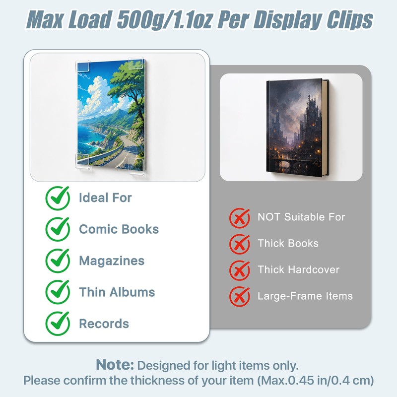 Worldity 30 Pcs Comic Book Wall Display, Acrylic Clear Floating