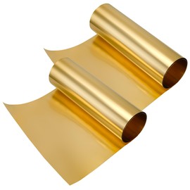 Aramanara 2 Rolls of Gold Brass Sheet, 1x0.2m Metal Foil Plate, 0.1mm Thick Brass Strip for DIY Cutting, Crafts Making, Models, Repairs