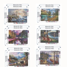 YALKIN 5D Diamond Painting Kits, 6 Packs DIY Diamond Painting Kits for Adults Diamond Art Set Pictures Full Round Drills for Home Wall and Entrance Decorations 12 x 16inch/30 x 40CM