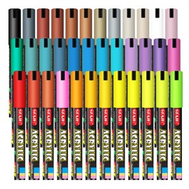 SFAIH Acrylic Paint Markers Paint Pens 36 Colors 2-3mm Medium Tip Paint Markers for Fabric, Canvas, Rock, Glass, Wood, Graffiti, Plastic, DIY Crafts Art Supplies…
