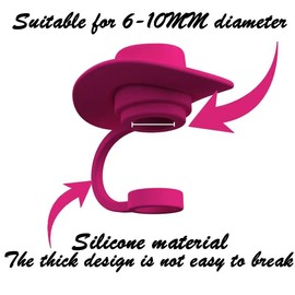 PUOTWN 4 Pack Silicone Cowboy Hat Straw Covers Cap Compatible with 30 40 oz Accessories 10mm, Drinking Dccessories, Western straw toppers, Hot Pink Straw Topper.