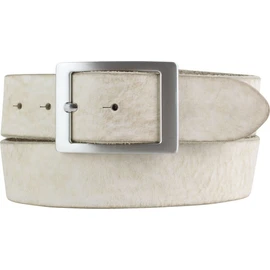 BELTINGER Men's Belt Made of Soft Full Cowhide Leather with Double Buckle Vintage Look 4 cm Jeans Belt for Men 40 mm Leather Belt Used Look, Mist, silver.