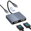 USB C to Dual HDMI Adapter for 2 Monitors, 4-in-1