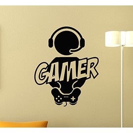 Gamer Wall Decal Gaming Vinyl Sticker Joystick Gamepad Game Wall Art Design Teen Room Gaming Room Wall Decor Kids Room Housewares Bedroom Decor Removable Wall Mural 62xxx