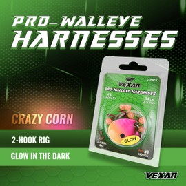 Vexan Glow Walleye Spinner Rig – Worm Harness with Live Bait Rig for Walleye Fishing, Crawler Harness and Fishing Lures (12-Count, Fire Ant)