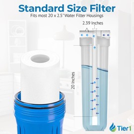 Tier1 5 Micron 20 Inch x 2.5 Inch | Spun Wound Polypropylene Whole House Sediment Water Filter Replacement Cartridge | Compatible with Pentek P5-20, 155016-43, SDF-25-2005, Home Water Filter