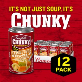 Campbell's Chunky Classic Chicken Noodle Soup, 18.6 oz Can (12 Pack)
