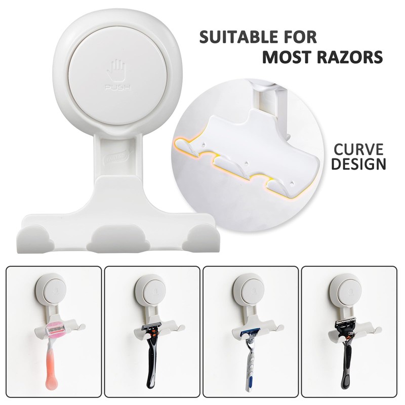 LEVERLOC Razor Holder for Shower 2 Pack, Powerful Suction Cup