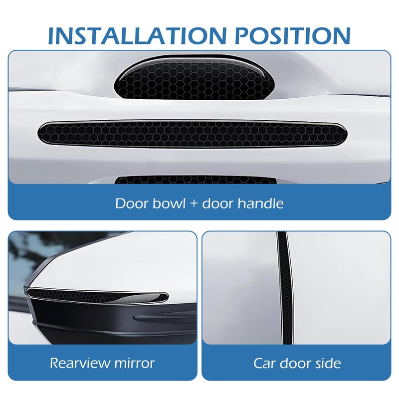 Bawkars 8 PCS Car Door Handle Scratch Protectors, Waterproof Reflective