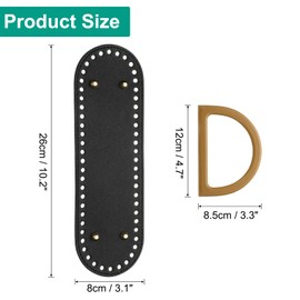 sourcing map 2pcs Bag Bases for Crochet, 10.2" x 3.1" Oval Bag Bottom Shaper with D-Shaped Handles, Crochet Base Purse Bottom for DIY Shoulder Bag Handbag Making Supplies Black