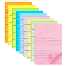 HQCME 9 Pack Lined Sticky Notes 4X6 in Post, 9 Pastel Colors Large Ruled Post Sticky Colorful Super Sticking Power Memo Pads Strong Adhesive, Sticky Notes with Lines Office, Home, 35 Sheets/pad