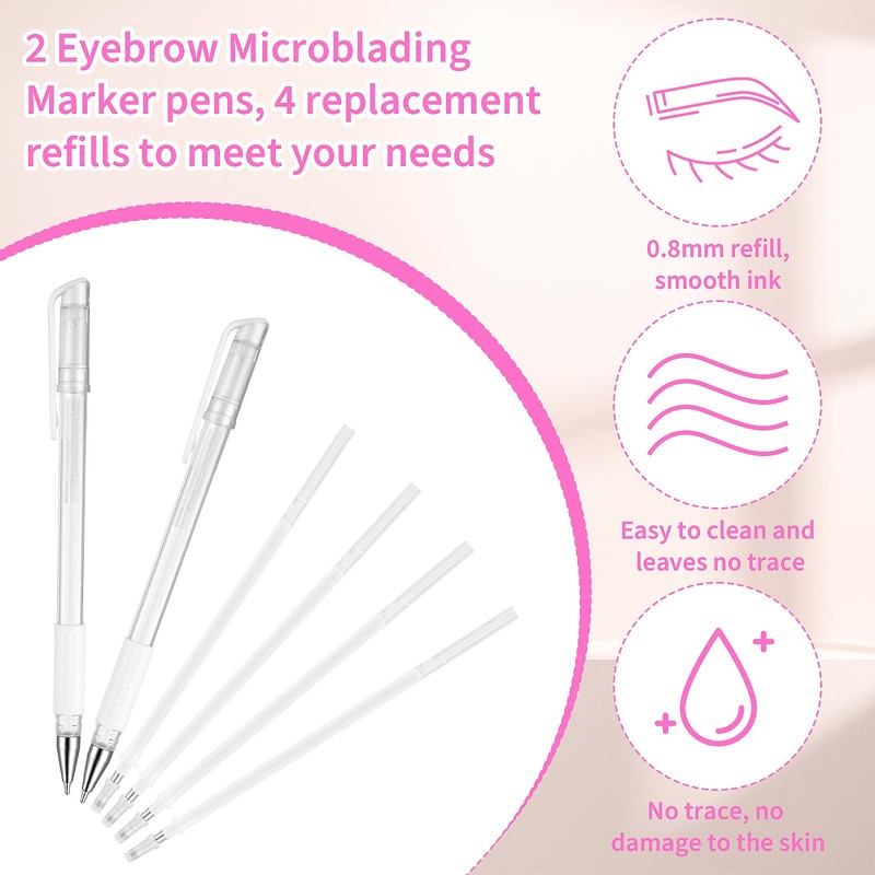 TIESOME Eyebrow Microblading Marker Pens, 2pcs Skin Marker Pen Eyebrow