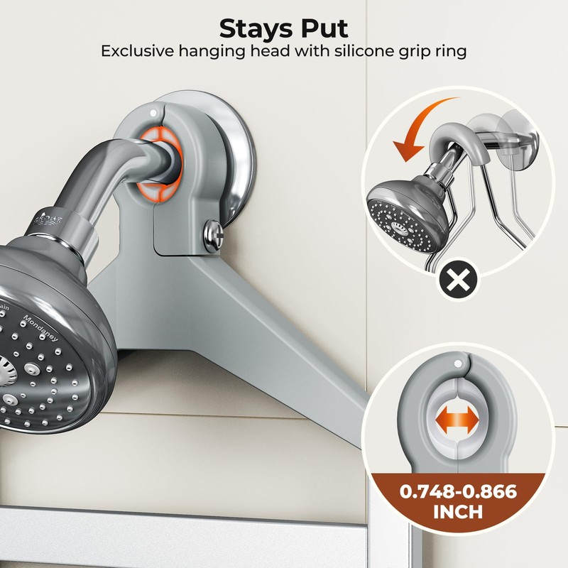 Orimade Aluminum Hanging Shower Caddy Over Head, Adjustable Bathroom Shelf