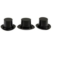 Joshua's Miniatures Dollhouse Miniatures Joshua's Plastic Top Hats: Black, 3 Pieces #JOS8614