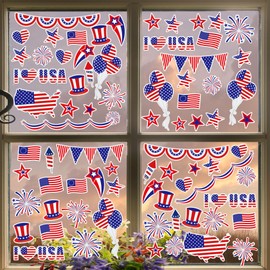 Iconikal 200-Count July 4th Static Vinyl Window Cling Decorations, Patriotic American Flag