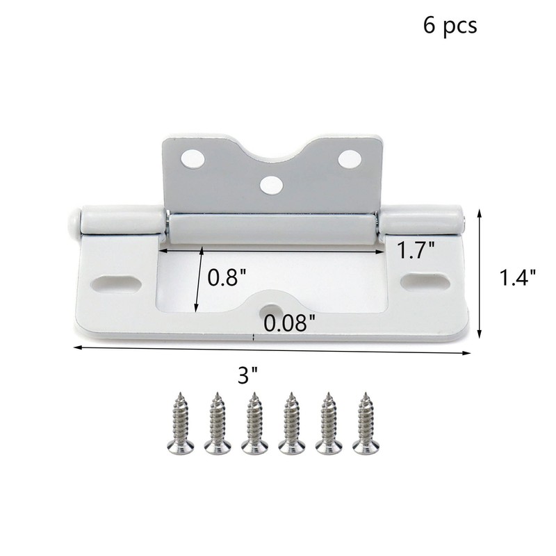 Wealrit 6 pcs White Non-Mortise Hinges Door Hinges 3 Inch