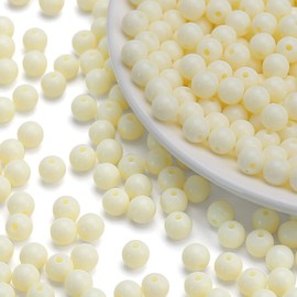 1000 bolas redondas de acrílico beige liso de 6 mm, abalorio de bolas de goma para hacer collares y pulseras, suministros de manualidades