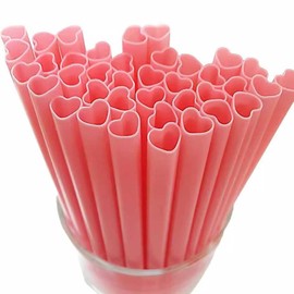 25 Pcs Pink Heart Shaped Straws Plastic Drinking Straws for Valentines Day Wedding Bridal Shower Birthday Party Supplies