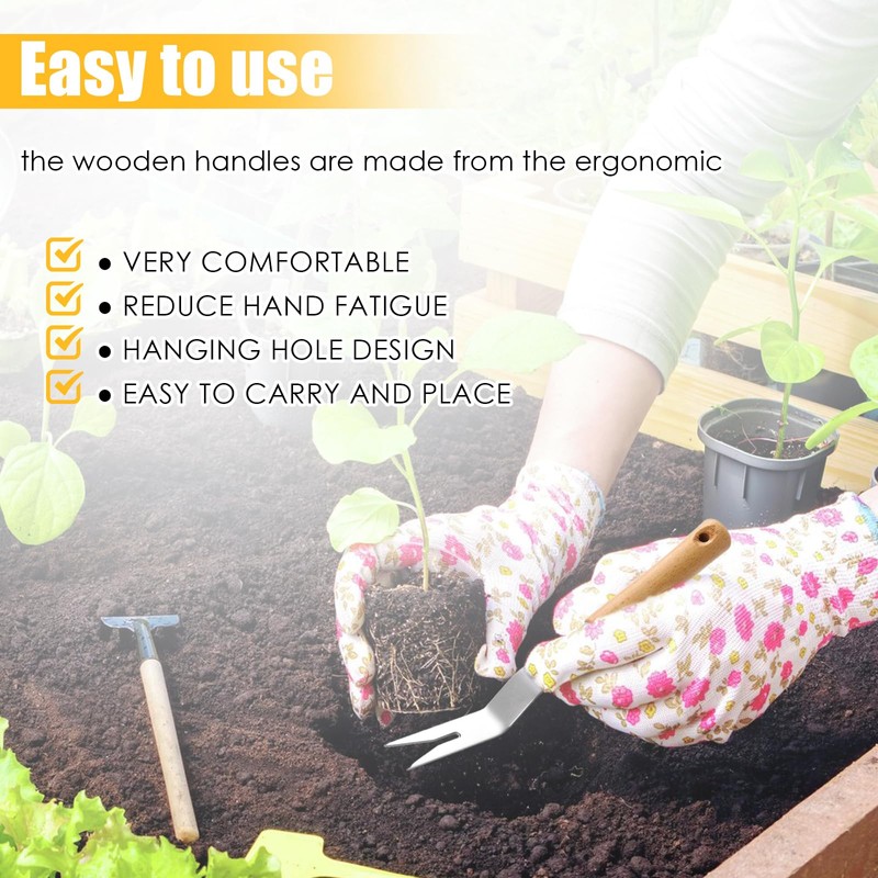 Dandelion Weed Puller With V-Shape Fork, Gardening Hand Tool, Wood