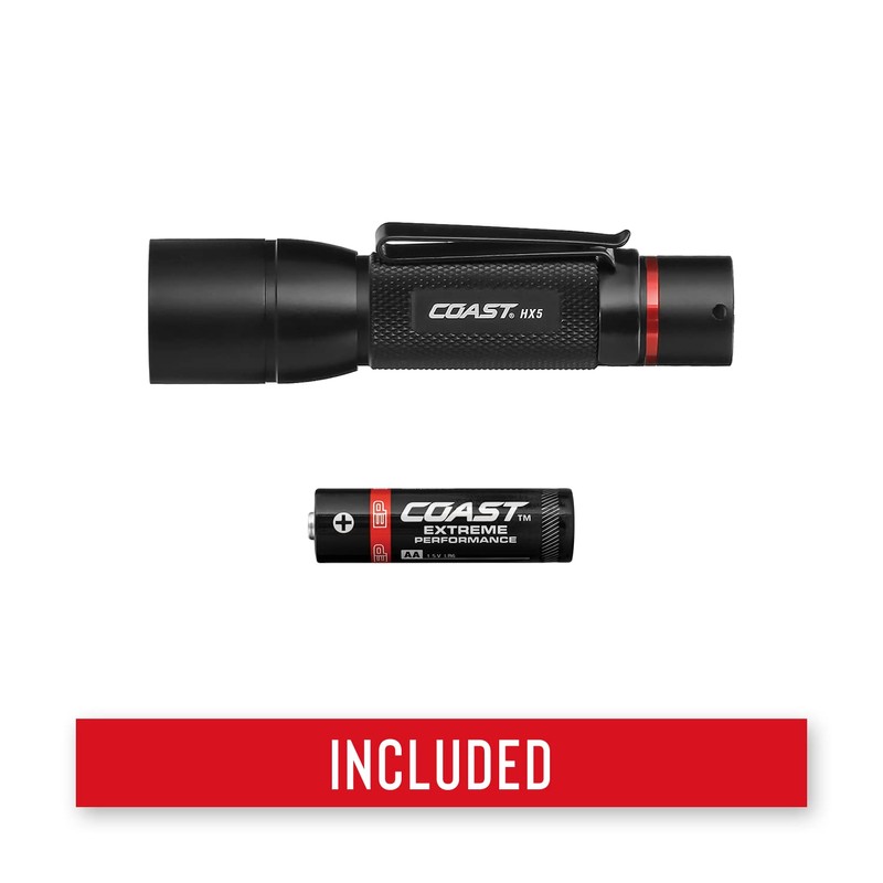 COAST HX5 360 Lumen LED Flashlight, Pure Beam Focusing, Slide