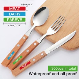 GSCWLD Kosher Kitchen Labels, 300 Pieces, Meat Dairy Pareve Stickers, Waterproof, Color Coded, Dishwasher Safe