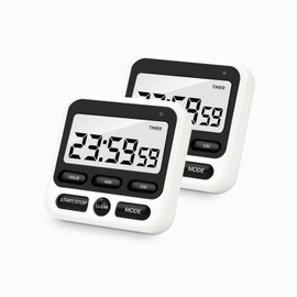 2 Pack Digital Kitchen Timer 24 Hour Clock and Alarm Function with Silent or Alarm Manual Switching Count Up and Down Memory Function