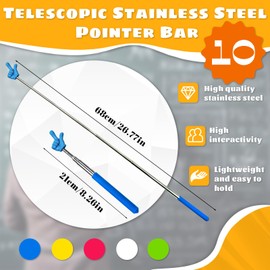 Ycgyycj 10 Pcs Colourful Telescopic Teachers Finger Pointer, Extends to 26.77Inch Pointer Fingers,Flexible Useful Retractable for Teacher Classroom Teacher Aids