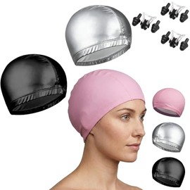 WAGADA Gorro de Natación de PU para Mujeres y Hombre, Gorro Baño de Antideslizante e Impermeable, para Hombres, Mujeres, Niños, Niñas, Principiantes