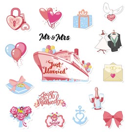 Just Married Decorations Cruise Door - 16 Pcs Pink Cruise Mr Mrs Honeymoon Cruise Megnet For Honeymoon Wedding Ship Bridal Anniversary Party Cabin Magnetic Door Signs Fridge Car Party Decor