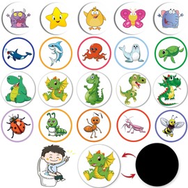 Pack of 20 Potty Training Stickers, Potty Training, Colour Changing Pee Stickers, Interesting Potty Stickers for Boys and Girls, Reusable Stickers with 20 Patterns, Animal Cartoon Animal