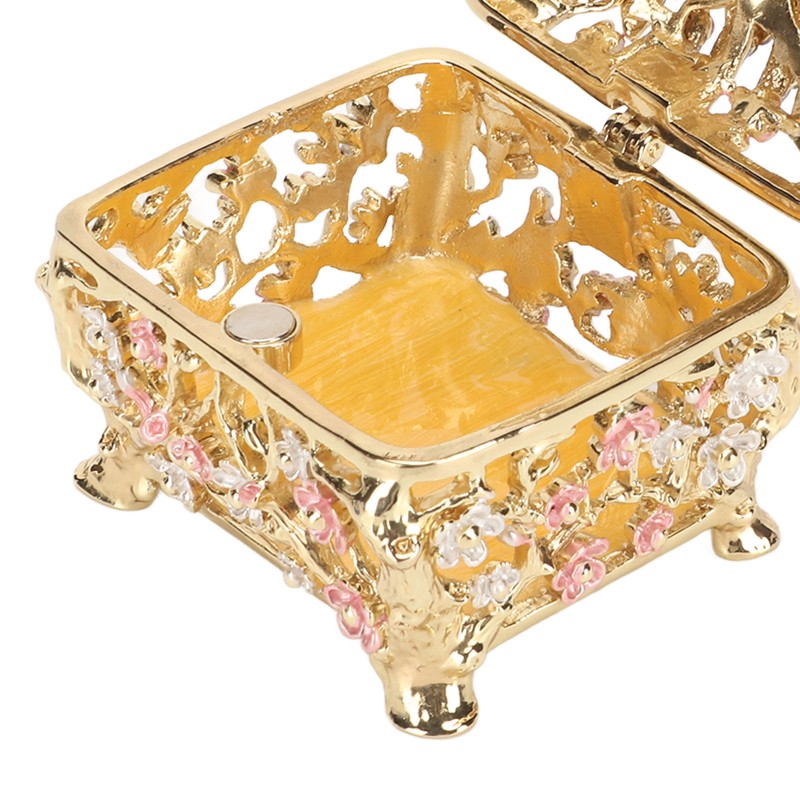 Peacock Trinket Boxes Hand Painted Finish Exquisite Beautiful Rhinestones Hinged