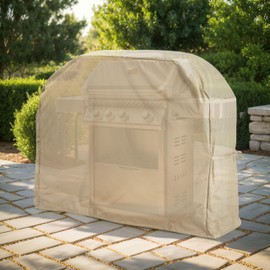 Christopher Knight Home Hayden Patio BBQ Grill Cover/Slipcover, Heavy-Duty and Foldable with Handles, Water and Weather-Resistant, Durable, Double-Stitched Seams, Outdoor Furniture Protection, Beige