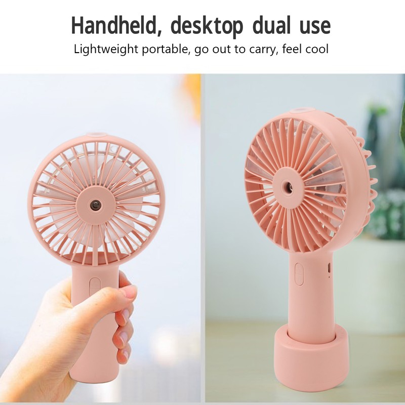 Handheld Misting Fan Quiet 2000mAh 3 Wind Speed 2 Spray