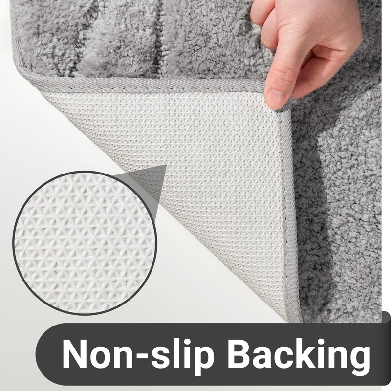 DEXDE Bathroom Rugs Mat Runner 24x60, Light Grey Bath Rugs