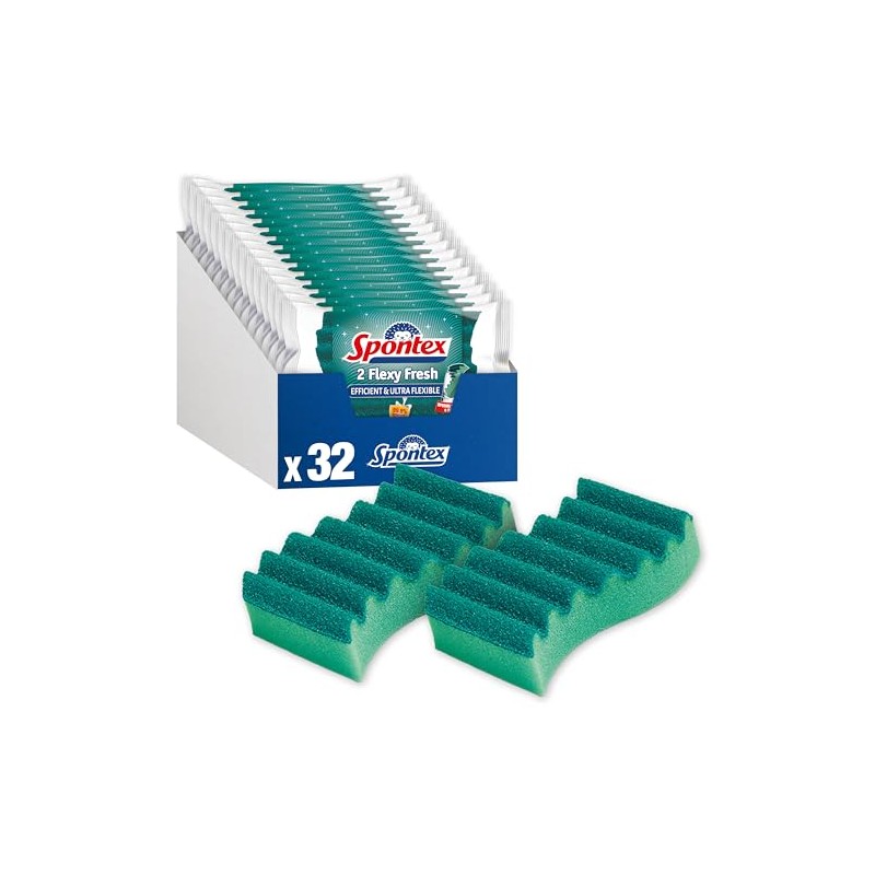 Spontex Flexy Fresh Sponge Scourers Value Pack | 32 Count