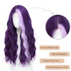 Dark Purple Highlight Wig Long Wavy 26 Inch Middle Part