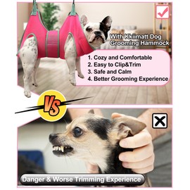 Dog Grooming Hammock,2024 New Pink Dog Hanging Harness Holder for Nail Clipping/Trimming,Dog Grooming Sling with Thick Fabric Neck Support&Strap Restraint Claw Care (X-Small 8-14 LB/Pink)
