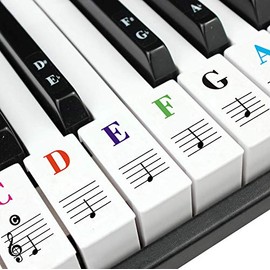 Piano stickers Removable Keyboard Stickers for 88/61/54/49/37 Key Colorful Large Bold Letter Staff Stickers for Kids & Beginners Learning Piano Thinner Material and Transparent(Colorful)
