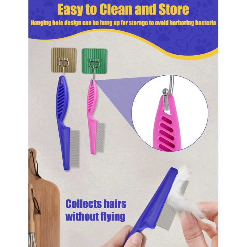 CAPHONT Flea Comb for Cats with Handle, 4 Pcs Flea