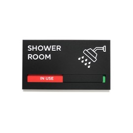 Kubik Letters Shower Room Sign with Slider for Dual Messages Room Status (Available or in USE)