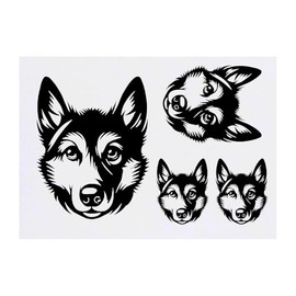 4 x 'Husky' Temporary Tattoos - Water Resistant, Skin-Safe, Non-Toxic Transfers, Mixed Sizes (TO00075958)